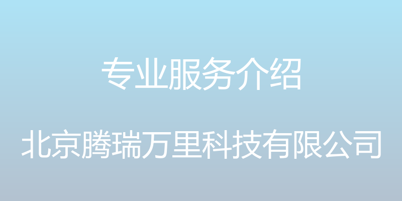 专业服务介绍 - 北京腾瑞万里科技有限公司